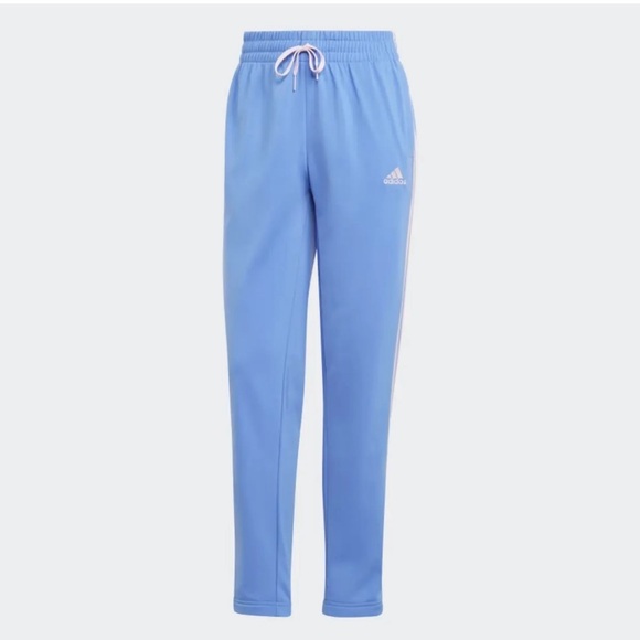 Adidas Essentials 3 Stripe Women’s Track Pants Straight Leg Pink and Blue Size L - Picture 2 of 10